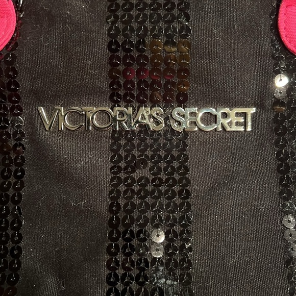 Victoria's Secret Black and Hot Pink Sequin Tote - Picture 3 of 4